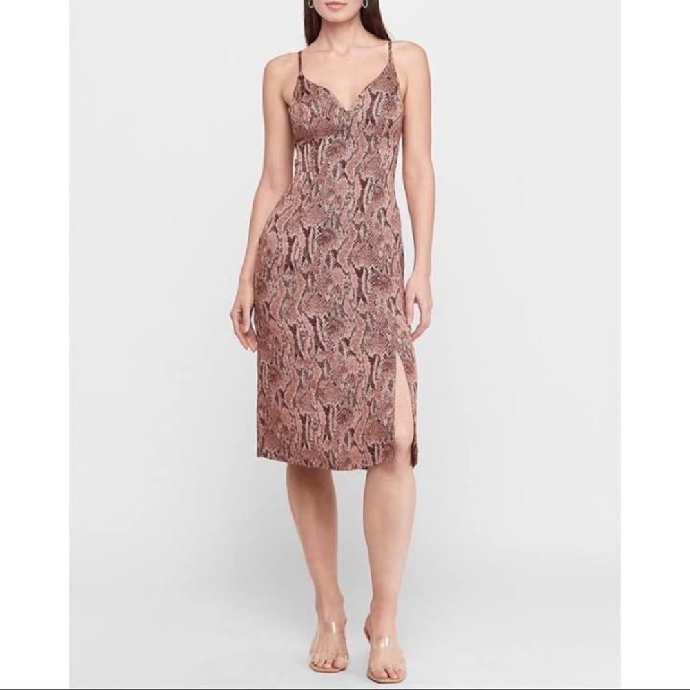 Express Snakeskin Print V-Neck Slip Dress Size S